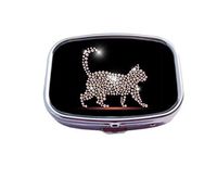 Luxcase Cat Custom Silver Pill Box Pocket Medical Tablet Holder Decoration Box Wallet