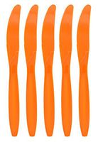 Amcrate Orange Disposable Medium Weight Plastic Knives - Ideal for Weddings, Party’s, Birthdays, Dinners, Lunch’s. (Pack of 100)