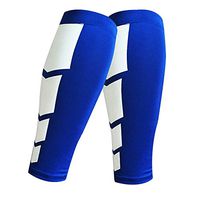 CFR Calf Compression Sleeve - Helps Shin Splints Sport Gym Support Braces Unisex Leg Socks One Pair Blue,XL UPS Post