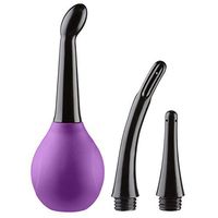 Cloud 9 Novelties Premium Deluxe Enema Douche EZ Squeeze Bulb with 3 Soft Nozzle Tips and Non Tip Base, Purple/Black