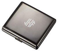 Personalized Visol Gunmetal Two Sided Cigarette Case with Free Laser Engraving (Circle Monogram)