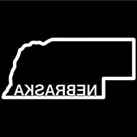 Nebraska State Outline Decal Sticker (White, Mirrored), Decal Sticker Vinyl Car Home Truck Window Laptop
