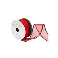 Wondershop Sheer Red Fuzzy Edge Ribbon-Set of 2-Total 24 ft.