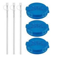 3-Pearl Blue Replacement lids and 3-11" Flexible Straws for 32 oz Hospital mugs