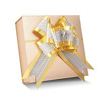 MALICPLUS Gift Box 9.5x9.5x3.5 Inches, Metallic Light Gold Gift Box with Lid and Gift Bow, Bridesmaid Proposal Box, Collapsible Magnetic Closure Gift Box (Grid Pattern)