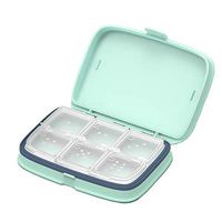 TOPLNER Portable Travel Pill Case - Pill Sorter with 6 Removable Compartments, Small Box and Pill Container, Travel Pill Holder Moisture Proof Pill Organizer (Green)