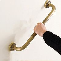 YUTU FS01 Antique Solid Brass Bronze/Black Grab Bar Holder Wall Mounted Radian Angle Bathroom Shower Safety Grab Bar 19-inch (Style C)