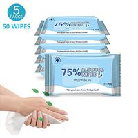 75% Alcohol Wet Wipes Alcohol Disinfectant Wipes,Wet Disposable Wipes Soft Alcohol Wipes Daily Disinfecting Use for Hand Home,Tourism,Hotel,Office,Car All Purpose Cleaning(5 Packs,50 Wipes)
