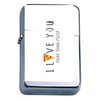 Pizza Love Flip Top Oil Lighter Em3 Smoking Cigarette Silver Case Included