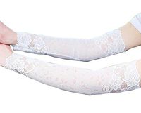1 Pair Lace Wrist Protectors Elbow Guards Women Arm Sleeves White