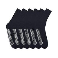 Noble Health Care Diabetic Non Skid Hospital Slipper Socks 6 Pack (13-15, Black)