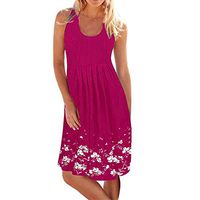 JURTEE Summer Dresses for Women, Sleeveless Evening Party Beach Dress Knee Short Dress(X-Large,Hot Pink)