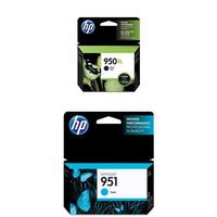 HP 950XL Black High Yield Original Ink Cartridge (CN045AN) and HP 951 Cyan Original Ink Cartridge (CN050AN) Bundle
