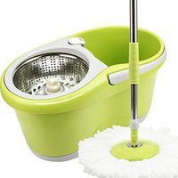 Broom and Dustpan with Long Handle Telescopic Upri Rotating mop - Stainless Steel Lazy mop, Household Absorbent mop