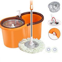 360° Rotating Magic Mop And Bucket Set Cleaning Set Plus 2 Mop Head Free Dry Hand - Mop Bucket Size: 46x26x23cm (Yellow)