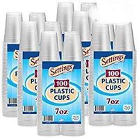 [600 Count - 7 Oz Cups] Settings Clear Disposable Plastic Drinking Cups Great For Juice, Water, Soda, Beer, Use At Party, Home, Office, Picnic, BBQ, Or Event, 6 Packs