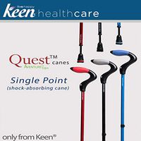 Keen Quest Shock-Absorbing Single Point Cane| Model - QST :Black: - 250lb Cap
