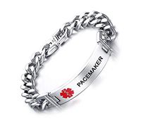 PJ Jewelry Stainless Steel PACEMAKER Medical Awareness Alert Emergency ID Bracelet for Men