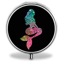 Compact Mini Portable Sparkling Mermaid 3 Compartments Travel Medical Medicine Case/Pill Organizer/Pill Box(Hing Hong Pill Case)