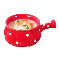Bowl Bowl Polka Dot Ceramic Handle Bowl Single Student Home Fruit Salad Bowl Soup Rice Noodle Bowl Lovely Bowl Ceramic Bowl Party Tableware Household tableware, retro bowl