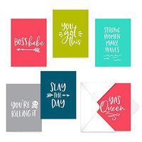Female Empowerment Note Cards / 12 Motivational Notes and Envelopes / 12 Blank Cards