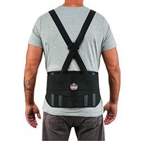 Ergodyne ProFlex 1600 Back Support Brace, 9" Extended Support, High Cut Front For Mobility, Large,Black