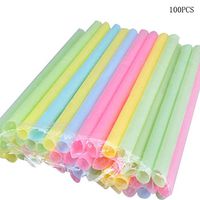buS9YIN4E 100Pcs Different Colors Drinking Straws - Bulk Straws for Juices Shakes Smoothies Pearl Milk Tea