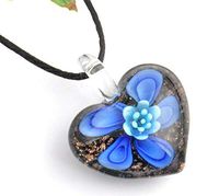 1pc flower love heart Lampwork Glass bead pendant Necklace p867_5