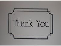 White w/ Black Rectangle Border Thank You Note Cards w/ Envelopes