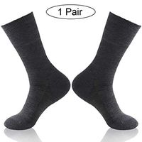 Forcool Diabetic Socks, Merino Wool Non Binding Loose Top Non Blister Seamless Toe Cushioned Sole Wide Calf Crew Diabetes Socks Edema Socks Dress Socks, 1 Pair, Large, Dark Gray