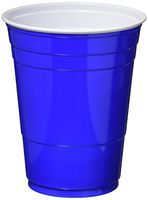Plastic Blue Party Cold Cups, Round Style. 16 Ounce. Pack of 50