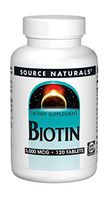 Source Naturals Biotin 5,000mcg High Potency B Vitamin Nutrients Support Healthy Hair, Skin & Nails - Maximum Strength Biotin Deficiency Supplement - 120 Tablets