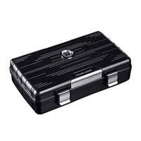 LDPE Material Cigar Humidor Travel Portable Humidifier Constant Temperature Accommodate 10 Multi-Color Optional Men's Gift Accessories Durable Cigar Box (Color : Black)