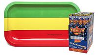 Juicy Jays Juicy Jones Pre-Rolled Blueberry Flavored Cones (Full Box of 24 Cones) with Rolling Paper Depot Rolling Tray (Rasta)