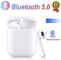 Bluetooth 5.0 TWS Wireless Earbuds with Portable Charging Case Waterproof 3D Stereo Headphones in-Ear Built-in Mic Headset Premium Sound with Deep Bass for Sport Earphones