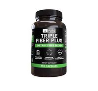 Natural Triple Fiber Plus, 365 Capsules, 70-Day Supply, No Stearate or Rice Fillers, Gluten-Free, Soluble, Made in US, 2375 mg Serving of Flax Meal, Psyllium Husk & Acacia Fiber