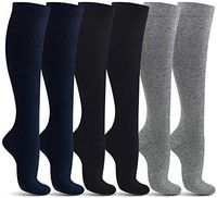 Women’s Compression Socks (6 Pack) – L/XL – Black, Gray, Navy - Graduated Muscle Support, Relief and Recovery. Great for Running, Medical, Athletic, Diabetic, Travel, Pregnancy, Nursing (8-15 mmHg)