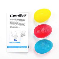 ExerEgg Hand Exerciser and Grip Strength Trainer, Finger Resistance Exercise Squeeze Eggs Rubber Stress Relief Therapy Squishy Egg - Set of 3 Resistance - SOFT, MEDIUM, HARD