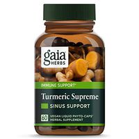 Gaia Herbs, Turmeric Supreme Sinus Support, Turmeric Curcumin Supplement for Seasonal Allergy Support, Non-Drowsy Formula, Vegan Liquid Capsules, 60 Count