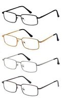 ALWAYSUV 4 Pack Rectangular Full Frame Readers Reading Glasses Unisex 1.75