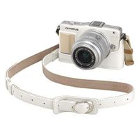 Olympus CSS-S109LL Genuine Leather Shoulder Strap for CS-40B Leather Body Jacket, CSCH-118 Leather Case, Pen F & E-M10 Mark II Digital Cameras, White