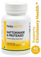 Natto ACTIV (45 Vegan Capsules) - Supports Heart Health and Normal Blood Coagulation, systemic enzymes, Fibrin, Fibrosis, Pulmonary, Non-GMO, Vegetarian, enteric-Coated serrapeptase, nattokinase