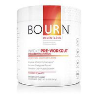 Bourn Relentless INVOKE Pre-Workout Natural Strawberry Lemonade (30 Servings); no Artificial Colors, Flavors, or Sweeteners; Vegan, Gluten Free, Soy Free; Clean Energy; B Vitamins & Natural Caffeine