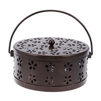 LIOOBO Retro Mosquito Coil Holder Burner Portable Mosquito Incense Burner Holder Box with Handle (Antique Bronze)