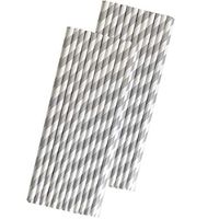 Striped Paper Straws - Silver White - 7.75 Inches - 50 Pack - Outside the Box Papers Brand