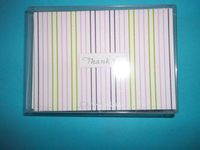 Crane CT1751 All Over Stripe Stripe Design on Pearl White Kid Finish 10 Notes 10 Envelopes 3 15/16" x 5 9/16" 100% Cotton Paper Made in USA Limit 1 Per Customer
