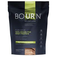 Bourn Relentless PURE DRIVE 100% Grass-Fed Whey Protein Powder; Gluten Free, Soy Free, USA Made; No Added Hormones (rBGH & rBST Free); No Artificial Color, Flavors, Sweeteners; Chocolate Velvet (2 LB)