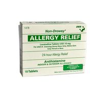 Zee Medical Non-Drowsy Allergy Relief Tablets, Loratadine, 10 mg, Box of 10 Tablets