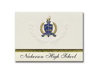 Signature Announcements Nickerson High School (Nickerson, KS) Graduation Announcements, Presidential style, Elite package of 25 with Gold & Blue Metallic Foil seal