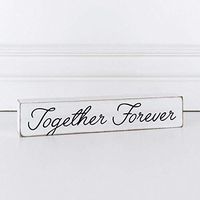 9.25" X 1.75" X 1.5" Wood Sign (Together Forever), White/Black – 15228